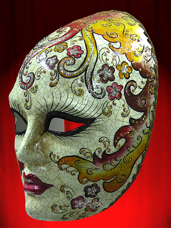 MASK OF VENICE cracked - WOMAN FACE WITH ARABESQUES ED