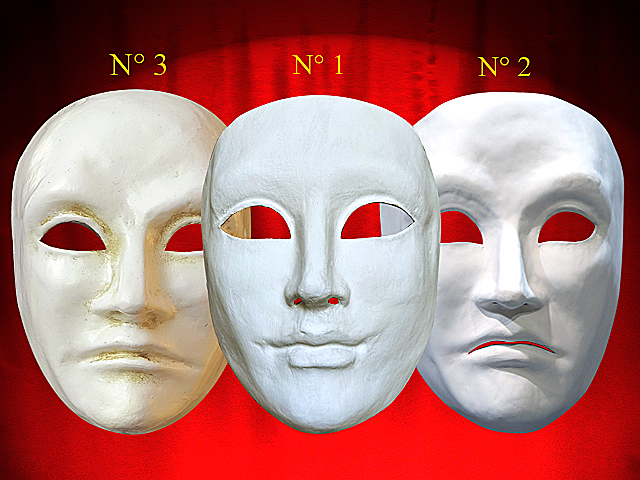 NEUTRAL WHITE 3/4 FACE MASK THEATER - UNISEX from PAPER MACHE