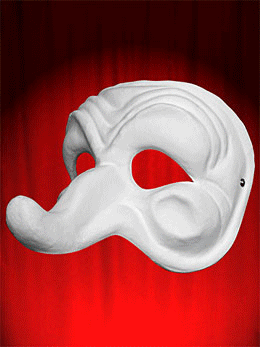 Italian comedy theater masks in white paper mache to paint - ZANNI ED 2