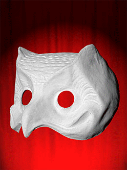 Paintable WHITE paper mache owl mask - HALF FACE