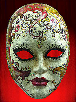 MASK OF VENICE cracked - WOMAN FACE WITH ARABESQUES ED
