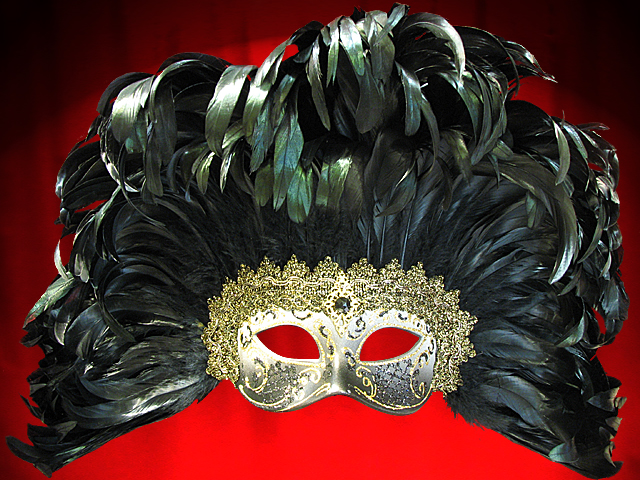 EYES MASKS COLOMBINA WITH FEATHERS and DECORATED