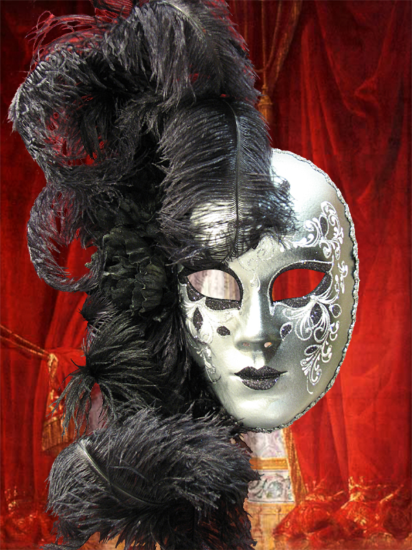 VENETIAN MASK WITH FEATHERS FIORE