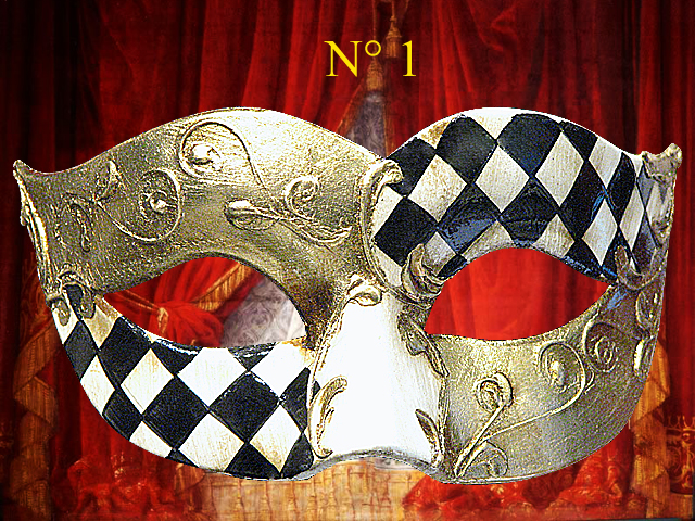 MASQUE COLOMBINE (LOUP) VENISE DECOREE DAMIER - QUADRI