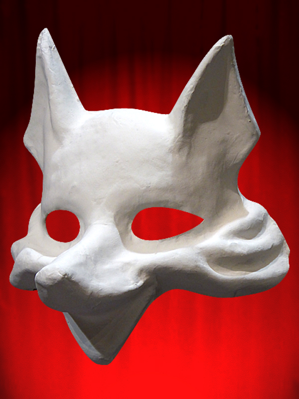 Bricolage papier blanc masque renard chat visage pâte vierge peint