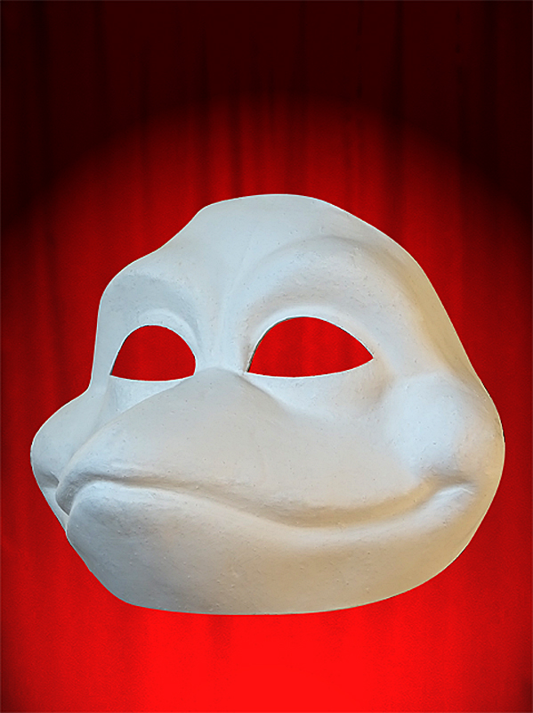 MASQUE de GRENOUILLE (CRAPAUD) BLANC en papier mch  peindre - DEMI-VISAGE