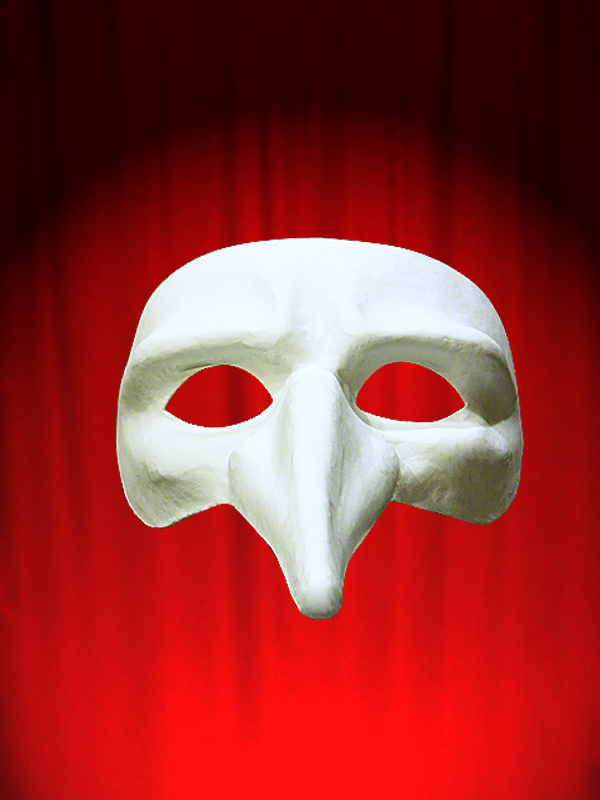 MASQUE COMMEDIA CAPITAN ou SCARAMOUCHE PAPIER MACHE BLANC