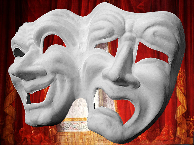 2 MASQUES BLANCS A PEINDRE - COMEDIA DEUX FACES SOUDEES TRAGEDIE et COMEDIE