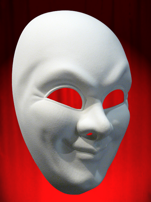 WHITE COMEDIA MASK FOR MAN'S FACE (JOKER)