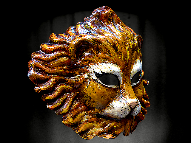 MASQUE de LION en PAPIER MACHE fait A VENISE ED