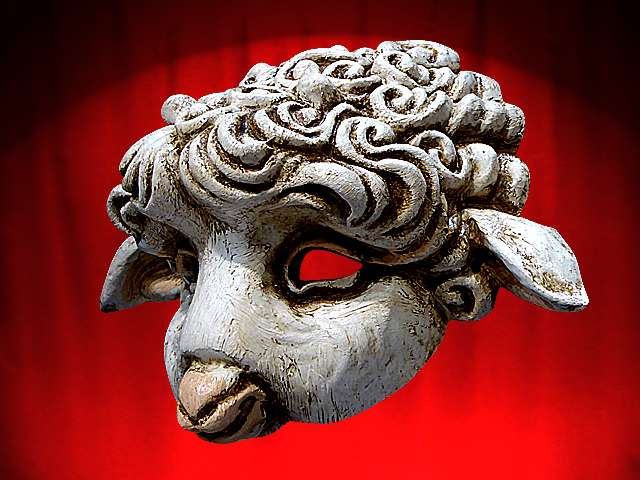 MASQUE de MOUTON ou BREBIS fait A VENISE en PAPIER MACHE ED