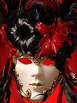 MASCHERA VENEZIANA VISO DECORATO CON PIUME
