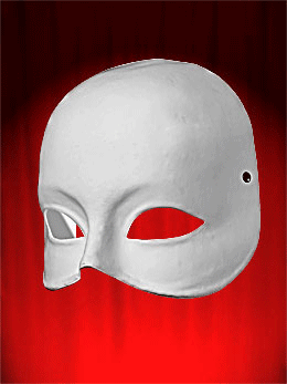 WHITE paper mache woman's half mask, paintable - HALF FACE