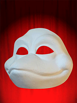 Paintable WHITE paper mache frog mask (toad) - HALF FACE