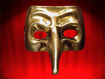 MASQUES COMMEDIA DE VENISE LONG NEZ OR ou ARGENT - CAPITAN