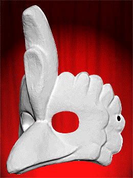 White Rooster Mask in Paper Mache - HALF FACE