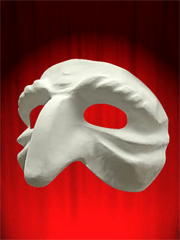 Weisse Maske Comedia in Pappmache - Runzliger pulcinella gemalt zu werden