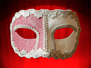 Colombine masks from paper mache and fabrics for masquerade ball and parties